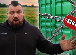 Eddie Hall osti mysteerikontin 14000 puntaa ja avaa sen.